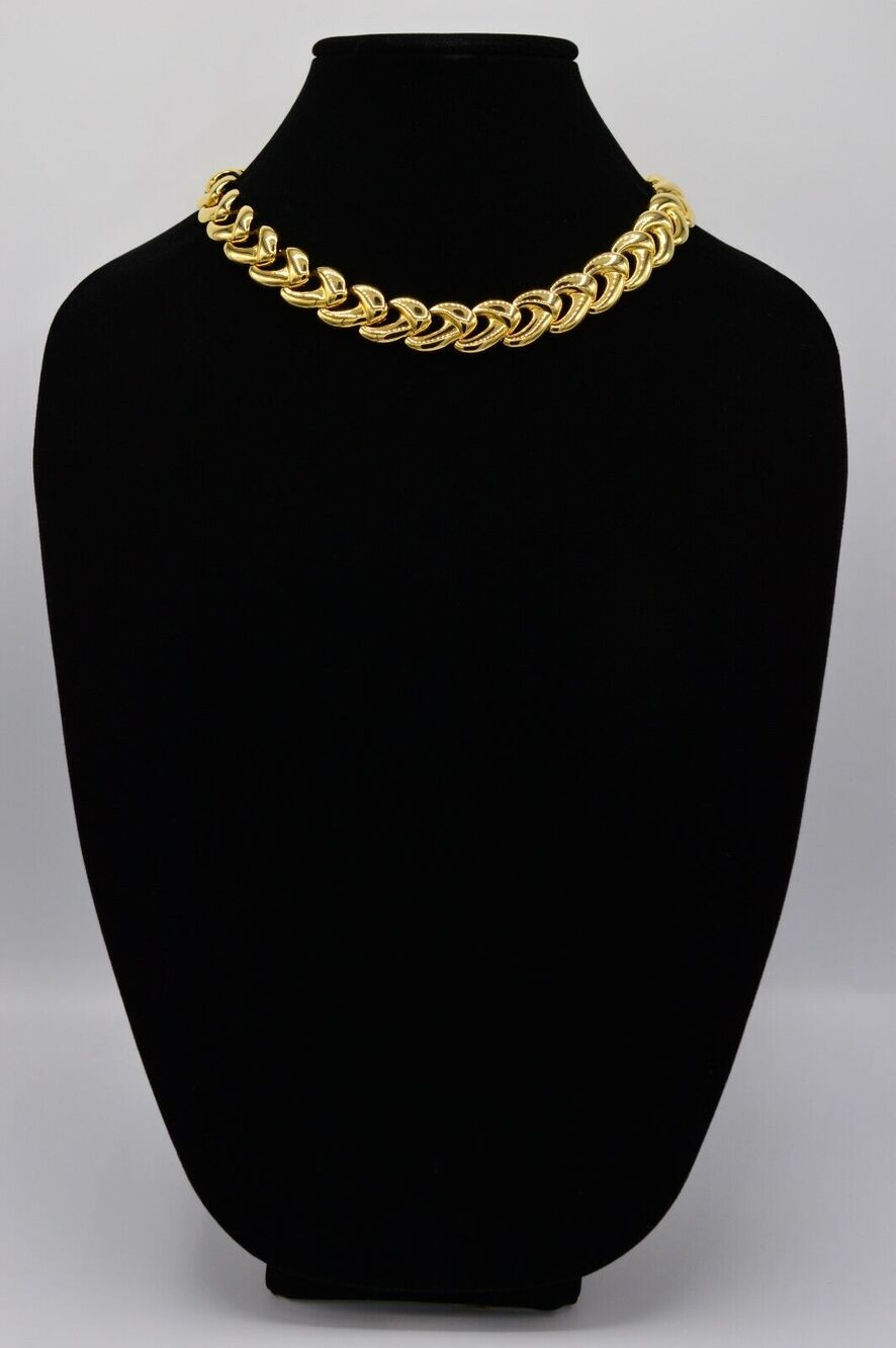 Vintage Statement Collar Necklace Heavy Linked Chain Yellow Gold Chunky 80s BinM